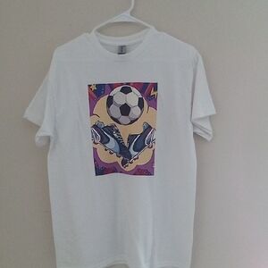 Gildan White Soccer Graphic Kids T-Shirt
